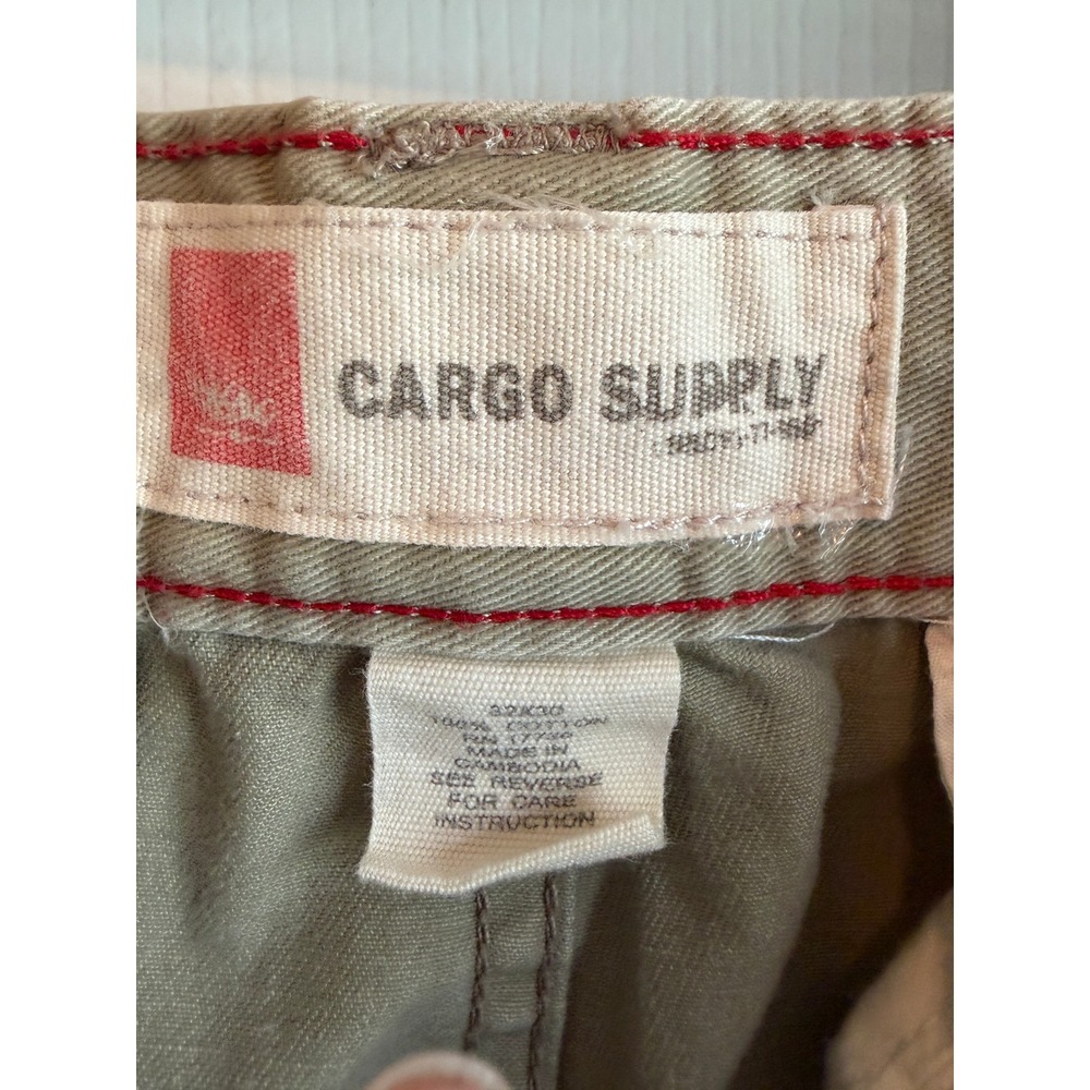 Mossimo Cargo Supply Mens Khaki Tan Cotton Twill Straight Leg Cargo Pants 32x30 - Picture 3 of 4